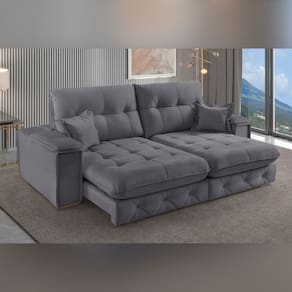 Sofá Retrátil Reclinável 230cm Istambul Yescasa Cinza