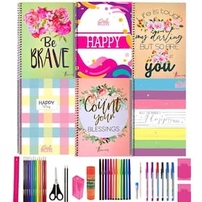 Kit 5 caderno grande a4 arame espiral capa dura 40 materiais