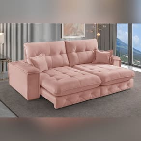 Sofá Retrátil Reclinável com Usb 290cm Istambul Yescasa Nude