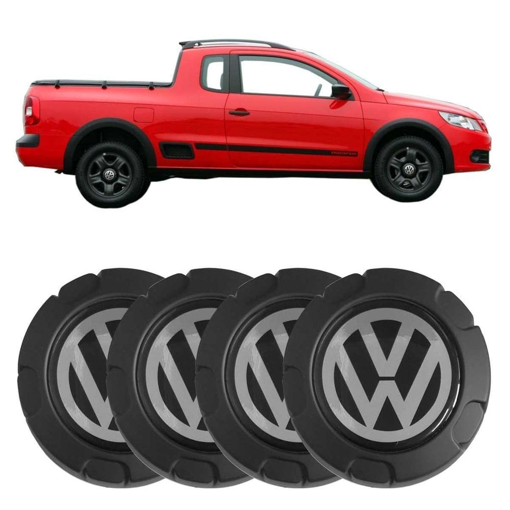 4x calota centro roda vw saveiro trooper 10 a 13 preto fosco