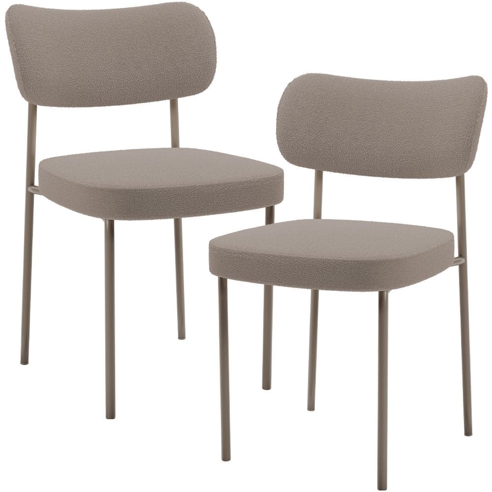 Kit 02 Cadeiras Para Sala De Jantar Melina Base Arena L02 Bouclê Bege - Lyam Decor