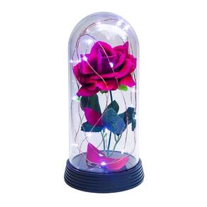 Luminária a rosa encantada pink 20 cm base preta frio