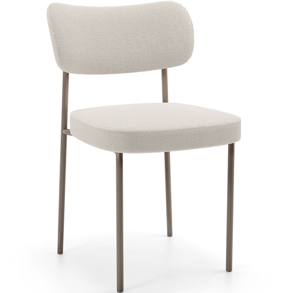 Cadeira Decorativa Sala De Jantar Melina Base Arena L02 Bouclê Cru - Lyam Decor