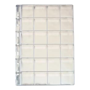 Kit 10 folhas para moedas 24 divisões 32x24cm