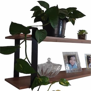 Nicho industrial sala com prateleira dupla amêndoa mdf 60cm