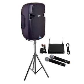 Caixa wls j10 pro ativa 150w rms usb bt+2 mic s/fio+pedestal