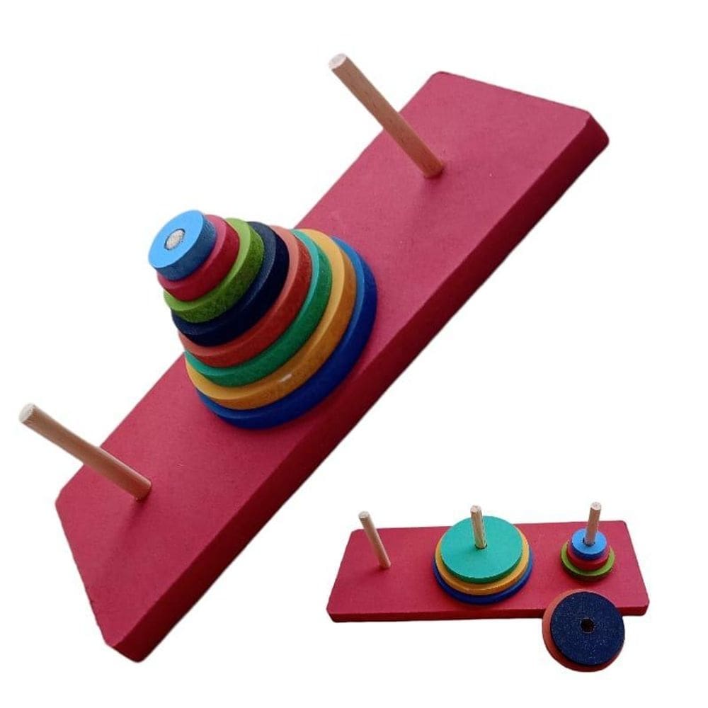 Brinquedo pedagógico educativo em madeira montessori torre