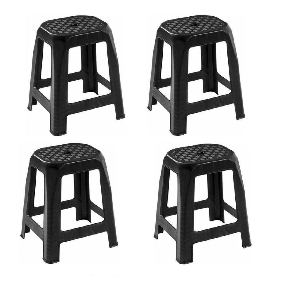 4 banco banqueta plástica reforçada 120kg preto - rischioto