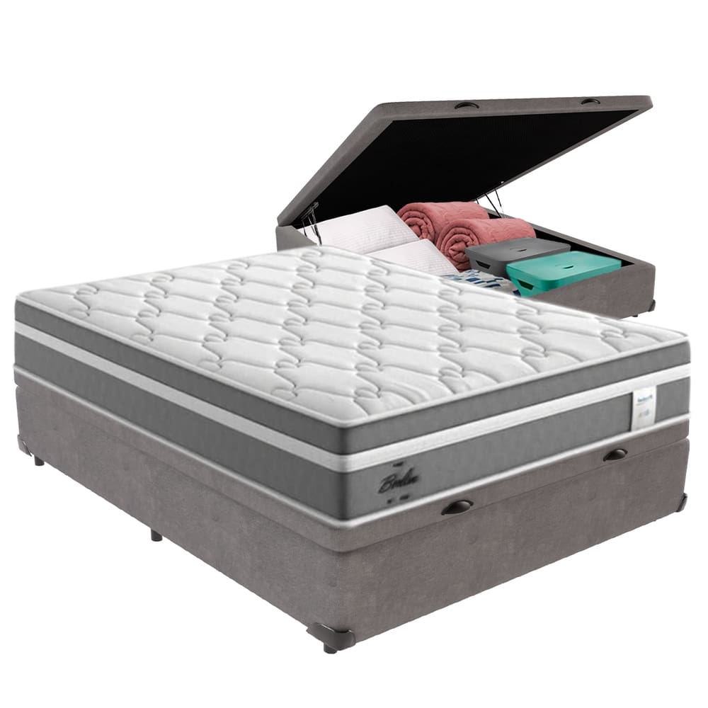 Cama Box Baú Casal e Colchão Molas Ensacadas Berlim Probel