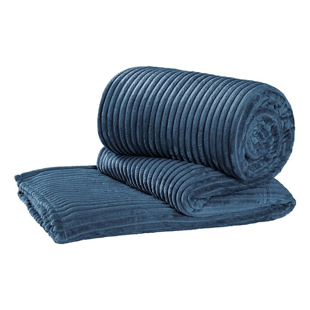 Manta cobertor coberta microfibra everest queen - azul