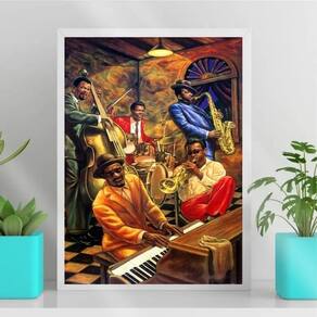 Quadro Decorativo Jazz Band New Orleans 24X18Cm