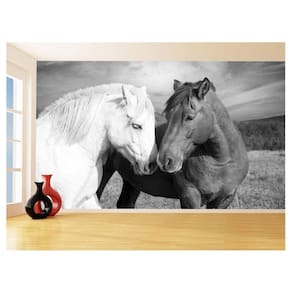 Papel De Parede Animais Casal Cavalos Fazenda 3,5M Anm344