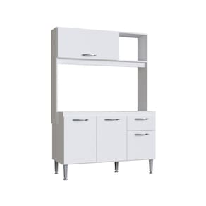 Cozinha Compacta Branca Armário 04 Portas 01 Gaveta Megasul