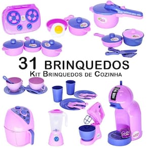 Cozinha infantil eletro jogo de panela xícara prato 31 peças