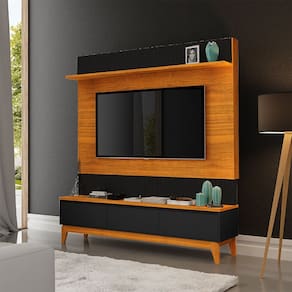 Painel para Tv Ripado até 75 Polegadas Antalya Freijo Preto