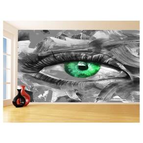 Papel De Parede 3D Arte Olho Preto Branco Rosto 3,5M Tra69
