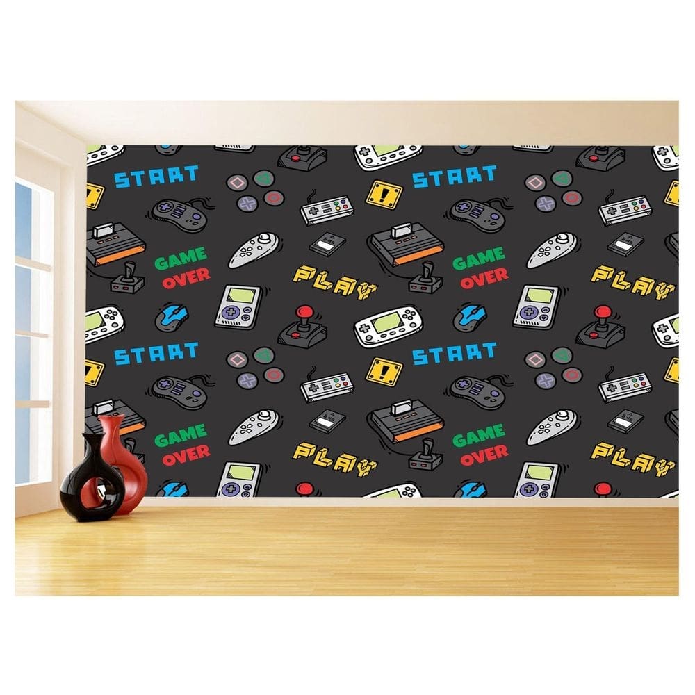 Papel De Parede 3D Infantil Controle Game Jogo 3,5M Azs221