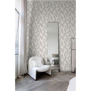 Papel de parede maison folhagem branco - 10m x 0.53m