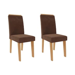 Cadeira Sala de Jantar Taís Kit 2 Un Nature-Suede Joli Chocolate - Cimol