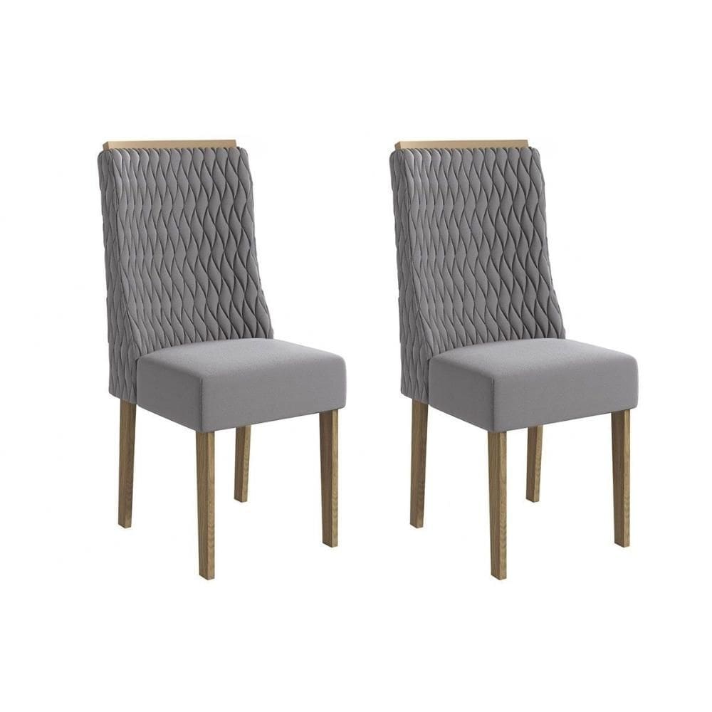 Cadeira Sala de Jantar 2CAD158NG Kit 2 Un Nogueira/Veludo Cinza Titanio A050 - Kappesberg