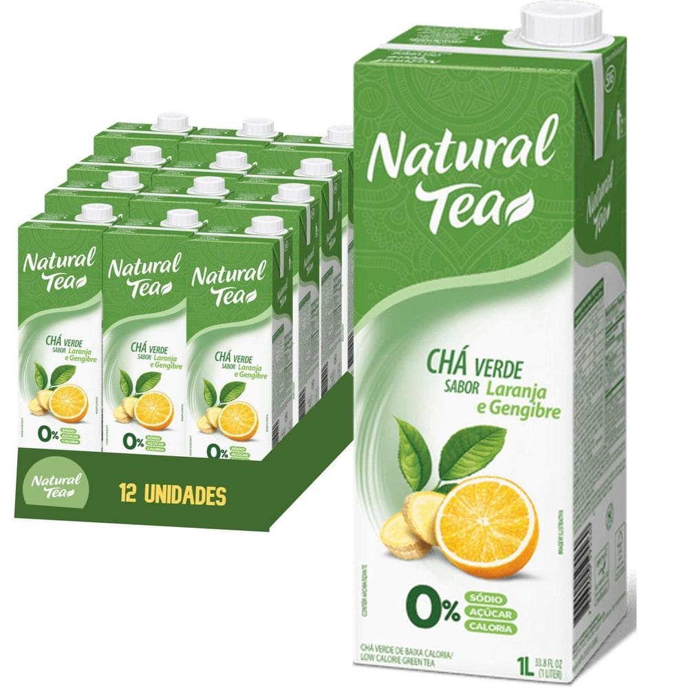 Chá verde com laranja & gengibre natural tea 1l 12 litros