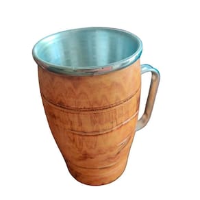 Caneca Termica De Madeira Artesanal Rústica 300ml