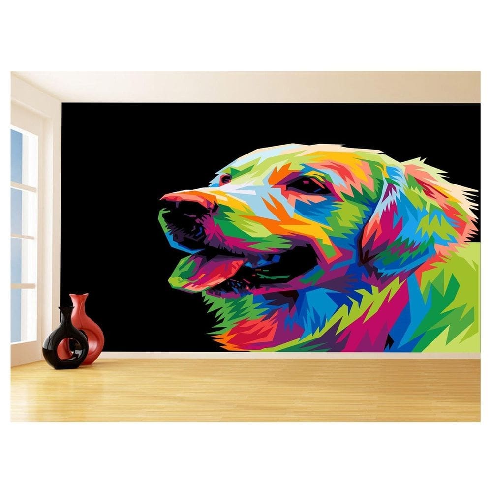 Papel De Parede 3D Animais Cachorro Golden Arte 3,5M Anm366
