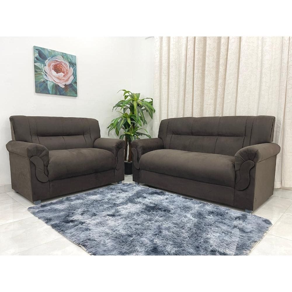 Conjunto de sofá 2 x 3 lugares REF 5014 - Marrom Suede