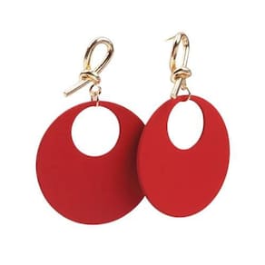 Brincos circulo vermelho com dourado presente de aniversário