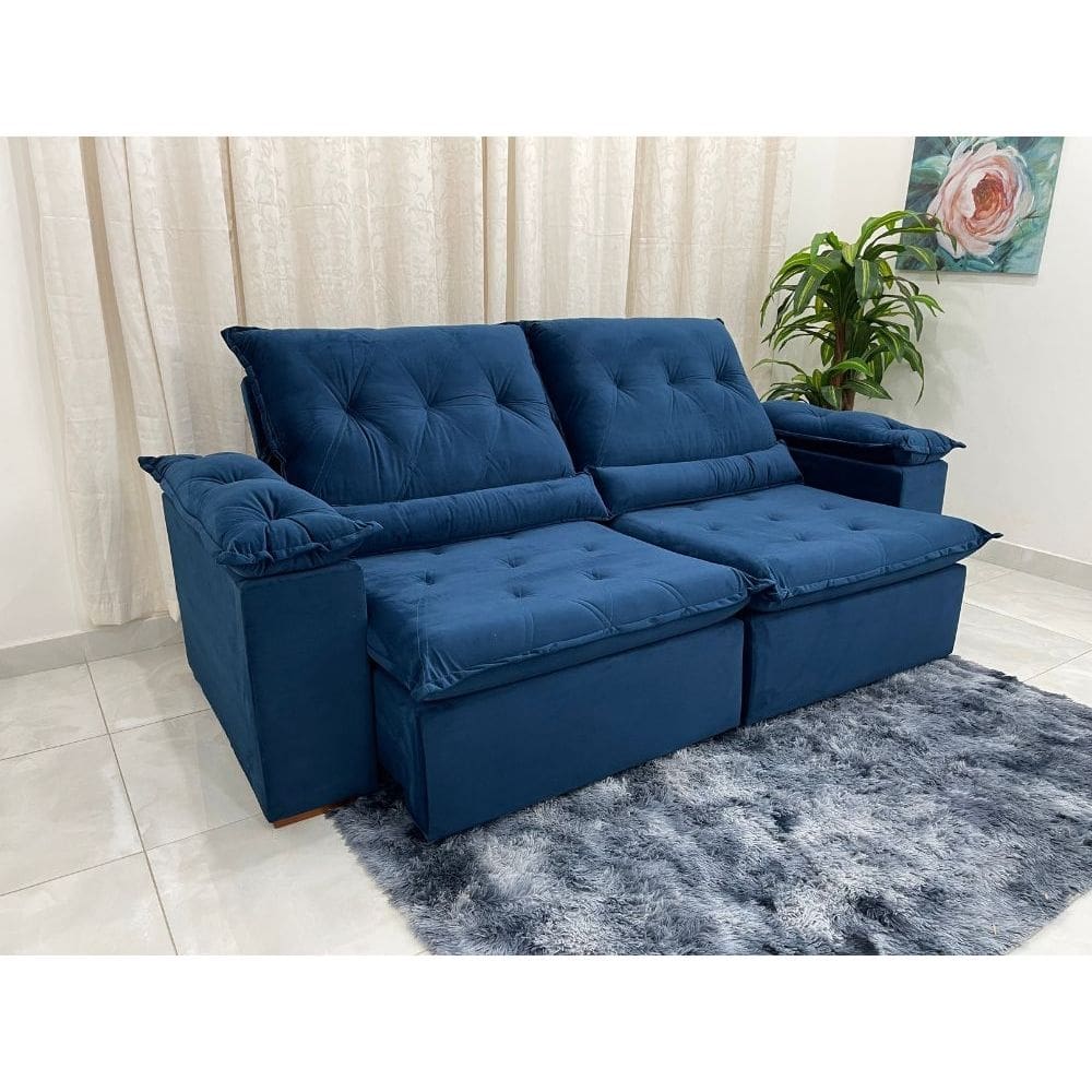 Sofá Retrátil Reclinável Las Vegas 2.30m – Azul Veludão