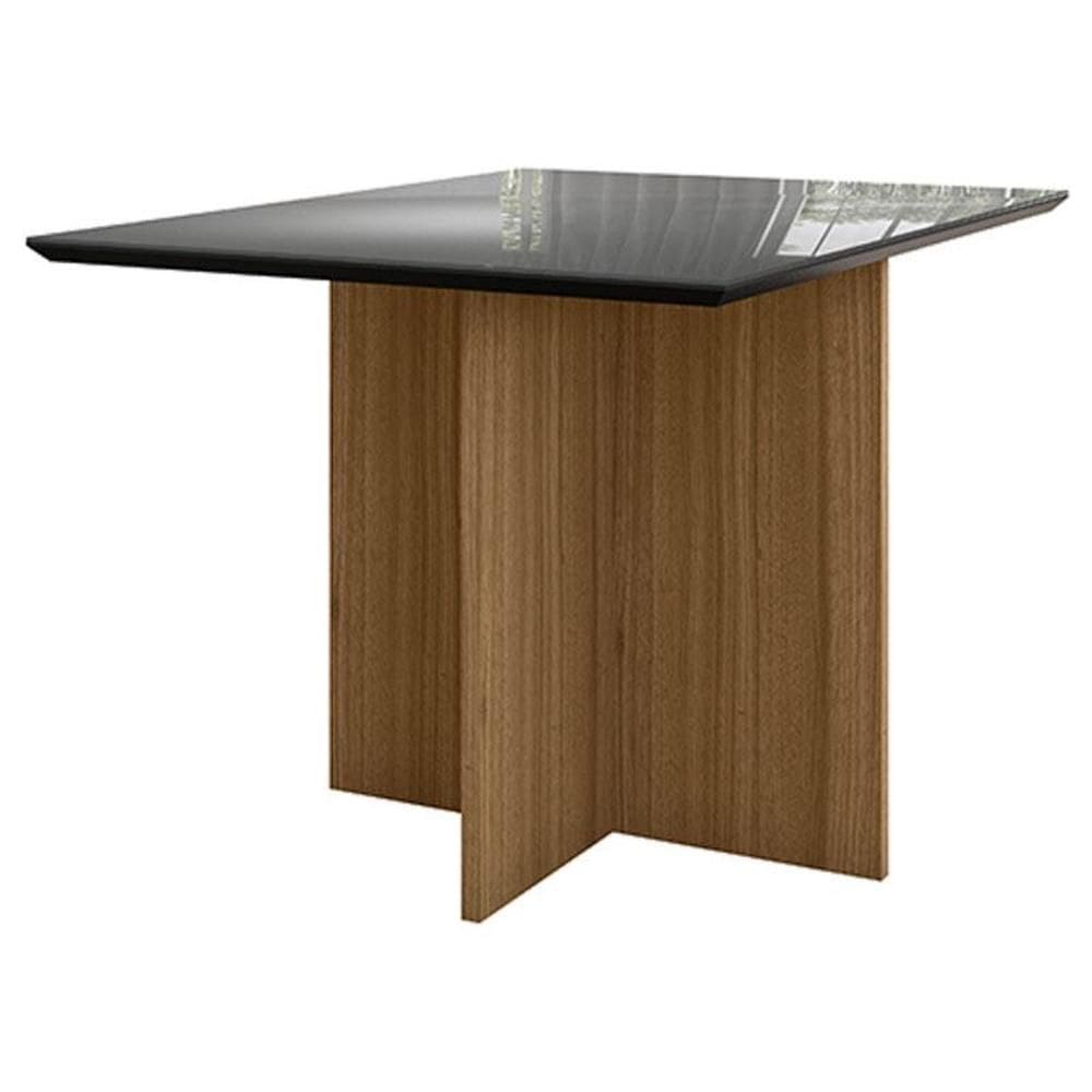Mesa de Jantar 120cm Helo com Vidro Carvalho Grafite – Poliman