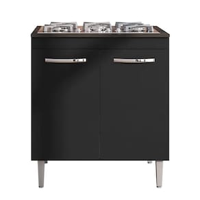 Balcão para Cooktop Catarina 5 Bocas Preto Fosco - AJL