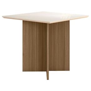 Mesa de Jantar 90cm Helo com Vidro Carvalho Off White – Poliman