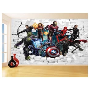 Papel De Parede 3D Vingadores Entrando Quarto 3,5M Nhma109