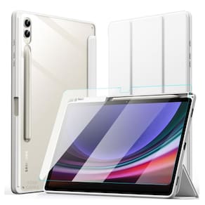 Capa acrílico c/ slot caneta p/ tab s9 plus + película cinza