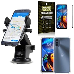Kit capa moto e32 + suporte veicular ventosa auto + película