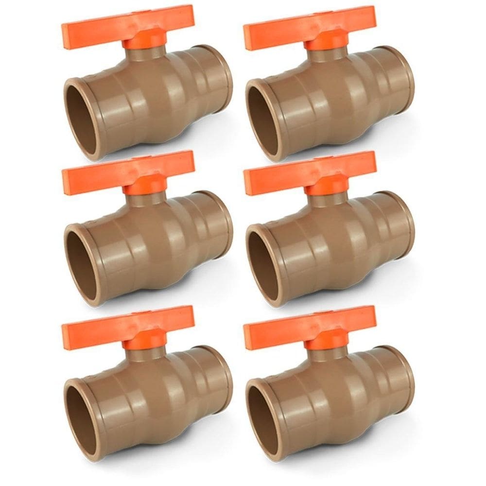 6x registro de soldável pvc 25mm 3/4 marrom
