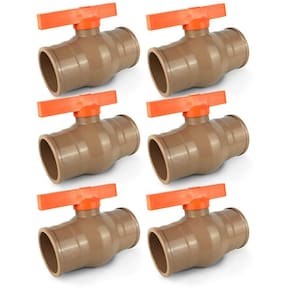 6x registro de  soldável pvc 25mm  3/4  marrom