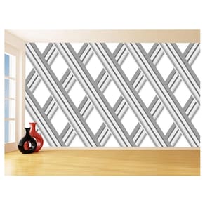Papel De Parede 3D Listras Cinza Padrão Diagonal 3,5M Lst06