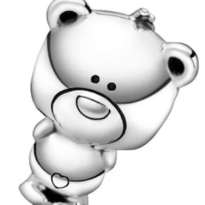 Berloque urso pulseira joia pingente prata 925 ursinho