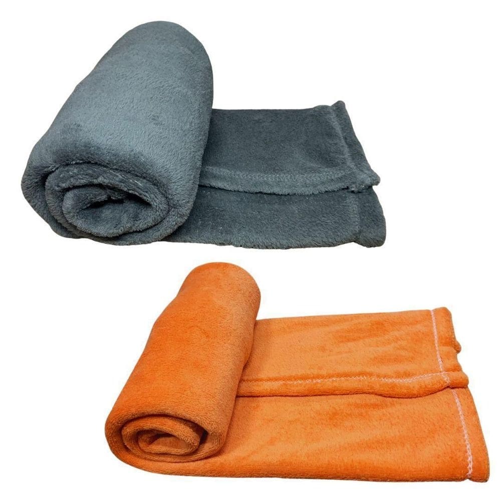 Kit 2 mantas pet cor cinza e laranja