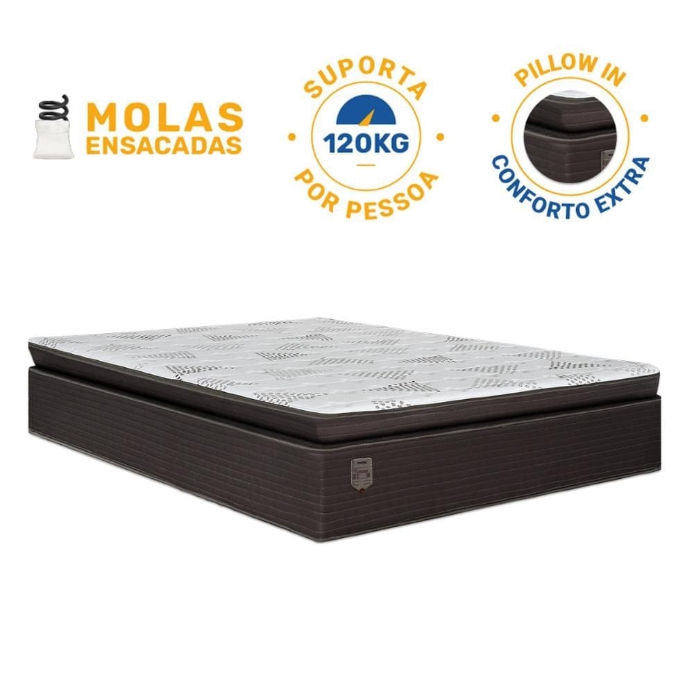 Colchão Ravena Molas Ensacadas Com Pillow Top Queen 158cm