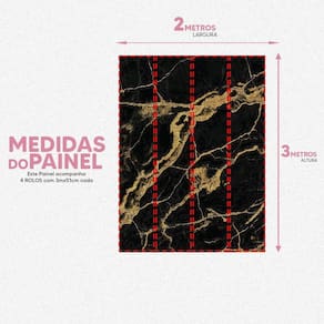 Papel De Parede Painel 3D Mármore Preto Fio Ouro 2M