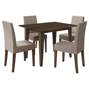 Mesa de Jantar 120cm Kate Amêndoa com 4 Cadeiras Jade Bordada Amêndoa Cappuccino – Poliman