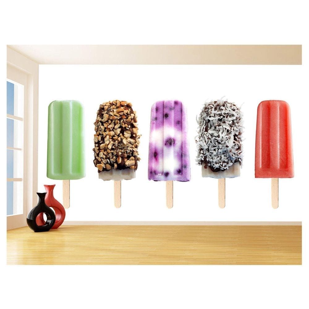 Papel De Parede 3D Alimentos Sorvetes Palito 3,5M Al404