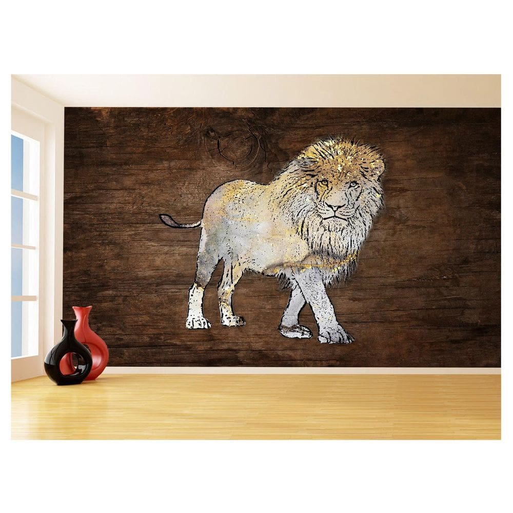 Papel De Parede Animais Pop Art Leão Rei Selva 3,5M Pxa52