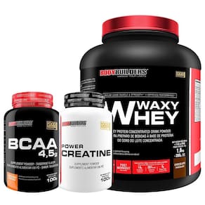 Kit waxy whey 2kg+ bcaa 4,5 100g+ power creatina 100g