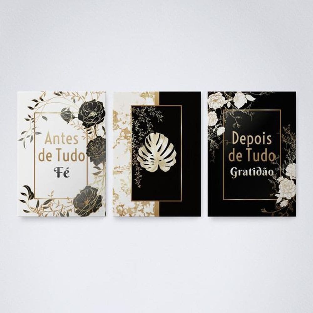 Quadro decorativo fé e gratidão tons v13 30x20cm