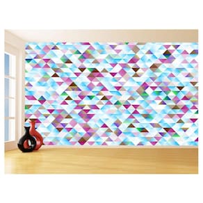 Papel De Parede Geométrico Triângulo Azul Rosa 3,5M Gmt18