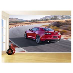 Papel De Parede 3D Carro Camaro Chevy Vermelho 3,5M Car52